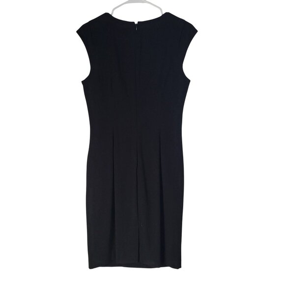 Calvin Klein Black Dress Womens SZ 8 Side Ruched Sheath Cocktail LBD - Picture 2 of 9